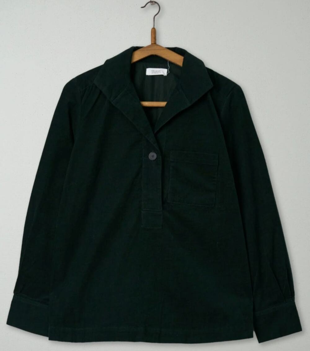 TOAST 6 Green Corduroy Reworn Needlecord Top